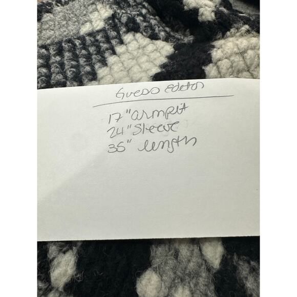 Anthropologie Guest Editor Wool Sweater Coat Womens S Black‎ White Aztec Cascade - Picture 9 of 9